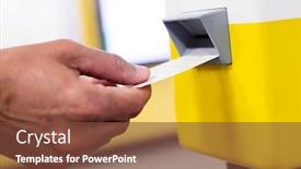  Presentation with ticket - Slides featuring closeup-of-a-young-caucasian background and a tawny brown colored foreground