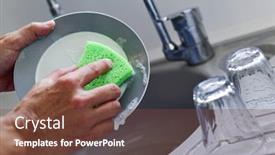  Presentation with kitchen - Slides with closeup-of-a-young-caucasian background and a tawny brown colored foreground