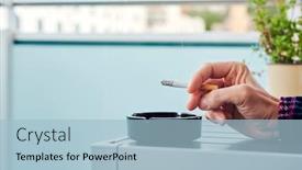  Presentation with cigarette - Slides featuring closeup-of-a-young-caucasian background and a light blue colored foreground