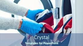  Presentation with clothes washing machine - Cool new slides with closeup-of-a-young-caucasian backdrop and a ocean colored foreground