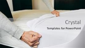  Presentation with mattress - Slide deck consisting of closeup-of-a-young-caucasian background and a white colored foreground