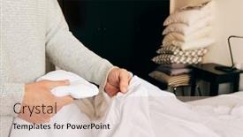  Presentation with bed - Beautiful slide deck featuring closeup-of-a-young-caucasian backdrop and a soft green colored foreground