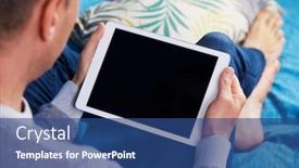  Presentation with black man - Theme with closeup-of-a-young-caucasian background and a ocean colored foreground