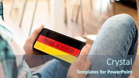  Presentation with german - PPT layouts consisting of closeup-of-a-young-caucasian background and a ocean colored foreground