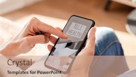  Presentation with telehealth - PPT layouts with closeup-of-a-young-caucasian background and a coral colored foreground