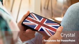  Presentation with english - Slides with closeup-of-a-young-caucasian background and a red colored foreground