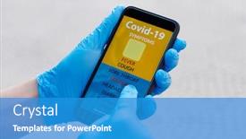  Presentation with latex gloves - PPT layouts consisting of closeup-of-a-young-caucasian background and a teal colored foreground