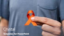  Presentation with sclerosis - Presentation enhanced with closeup-of-a-young-caucasian background and a ocean colored foreground