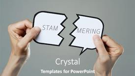  Presentation with balloon - Presentation theme having closeup-of-a-young-caucasian background and a gray colored foreground