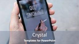  Presentation with quit - Slide deck having closeup-of-a-young-caucasian background and a gray colored foreground