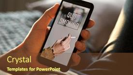  Presentation with quit - PPT layouts having closeup-of-a-young-caucasian background and a tawny brown colored foreground