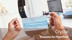  Presentation with face mask - PPT theme enhanced with closeup-of-a-young-caucasian background and a tawny brown colored foreground