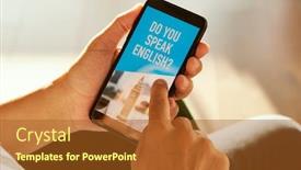  Presentation with english - Audience pleasing presentation consisting of closeup-of-a-young-caucasian backdrop and a tawny brown colored foreground