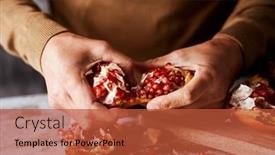  Presentation with pomegranate fruit - Cool new PPT theme with closeup-of-a-young-caucasian backdrop and a red colored foreground