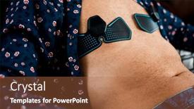  Presentation with electrical stimulation - Theme having closeup-of-a-young-caucasian background and a red colored foreground