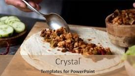  Presentation with red onion - PPT theme consisting of closeup-of-a-young-caucasian background and a coral colored foreground