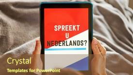  Presentation with dutch - PPT theme featuring closeup-of-a-young-caucasian background and a tawny brown colored foreground