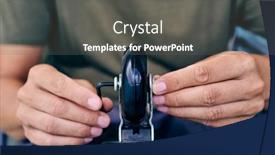  Presentation with trousers - Colorful slide deck enhanced with closeup-of-a-young-caucasian backdrop and a gray colored foreground