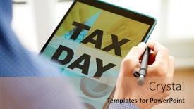  Presentation with tax day - Amazing slide deck having closeup-of-a-young-caucasian backdrop and a coral colored foreground