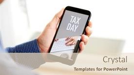  Presentation with tax day - PPT theme having closeup-of-a-young-caucasian background and a lemonade colored foreground