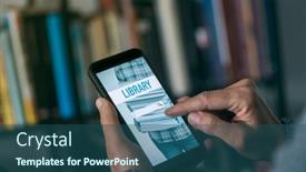  Presentation with online library - Colorful PPT theme enhanced with closeup-of-a-young-caucasian backdrop and a ocean colored foreground