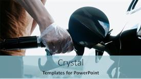  Presentation with fuel station - Presentation theme consisting of closeup-of-a-young-caucasian background and a  colored foreground