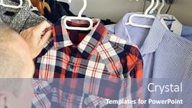  Presentation with closet - Colorful presentation theme enhanced with closeup-of-a-young-caucasian backdrop and a seafoam green colored foreground