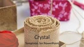  Presentation with strings - Beautiful PPT theme featuring man tying a rustic string backdrop and a coral colored foreground