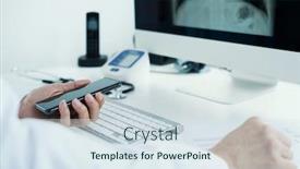  Presentation with chest - Colorful slide set enhanced with closeup-of-a-young-doctor backdrop and a sky blue colored foreground