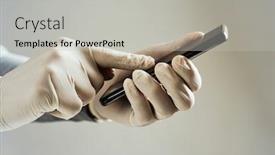  Presentation with latex gloves - Amazing presentation theme having closeup-of-a-young-man backdrop and a light gray colored foreground