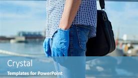  Presentation with latex gloves - Slide set consisting of closeup-of-a-young-man background and a teal colored foreground