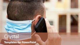  Presentation with face mask - Beautiful presentation featuring closeup-of-a-young-man backdrop and a red colored foreground