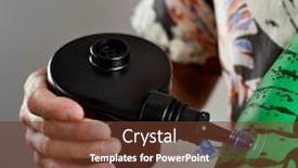  Presentation with pump - PPT theme with closeup-of-a-young-man background and a tawny brown colored foreground