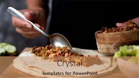  Presentation with raw meat - Presentation design consisting of closeup-of-a-young-man background and a coral colored foreground