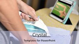  Presentation with ironing - Cool new presentation design with closeup-of-a-young-man backdrop and a sky blue colored foreground