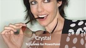  Presentation with light green - Slides featuring closeup of a young woman background and a coral colored foreground