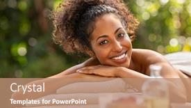  Presentation with massage therapy - Slide set featuring closeup-of-a-young-woman background and a coral colored foreground