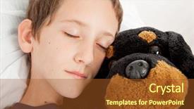  Presentation with sound - Beautiful slides featuring closeup of adorable little boy sound asleep with his stuffed animal backdrop and a tawny brown colored foreground