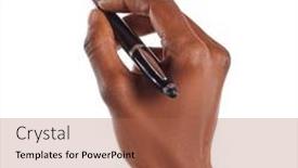  Presentation with writing pen - Slide set consisting of closeup-of-african-american-woman and a  colored foreground