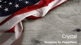  Presentation with american flag - Amazing PPT theme having closeup of american flag backdrop and a gray colored foreground