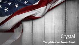  Presentation with american flag - PPT theme featuring closeup of american flag background and a gray colored foreground