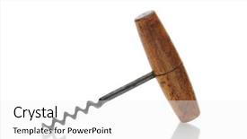  Presentation with corkscrew - Amazing slide set having closeup of an antique wooden handled corkscrew over a white background with reflection backdrop and a white colored foreground