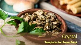  Presentation with garlic - PPT layouts featuring closeup-of-an-earthenware-plate background and a tawny brown colored foreground