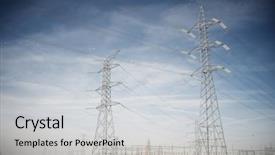  Presentation with electric distribution substation - Cool new slides with closeup of an electrical substation backdrop and a light gray colored foreground