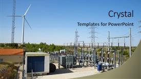  Presentation with electric distribution substation - Presentation enhanced with closeup of an electrical substation background and a light blue colored foreground