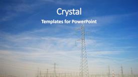  Presentation with electric distribution substation - Amazing PPT theme having closeup of an electrical substation backdrop and a ocean colored foreground