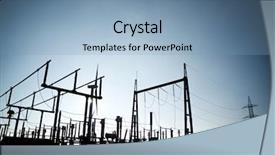 Presentation with electric distribution substation - Amazing PPT layouts having closeup of an electrical substation backdrop and a light blue colored foreground