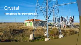  Presentation with substation - Beautiful slide set featuring closeup-of-an-electrical-substation backdrop and a teal colored foreground