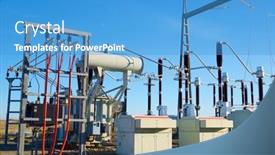  Presentation with substation - Colorful PPT theme enhanced with closeup-of-an-electrical-substation backdrop and a teal colored foreground