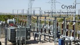  Presentation with electric distribution substation - Amazing PPT theme having closeup of an electrical substation backdrop and a light blue colored foreground